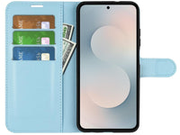 Lederhülle Portemonnaie Karten Ledertasche für Samsung Galaxy S25 FE in hellblau von Screenguard