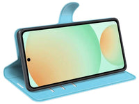 Lederhülle Karten Wallet Ledertasche Etui für Samsung Galaxy S25 FE in hellblau von Screenguard