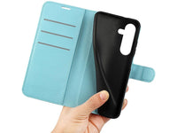 Lederhülle Karten Wallet Ledertasche Etui für Samsung Galaxy S25 FE in hellblau von Screenguard