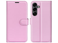 Lederhülle Karten Wallet Ledertasche Etui für Samsung Galaxy S25 FE in rosa von Screenguard