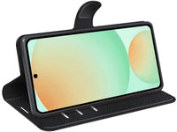 Lederhülle Karten Wallet Ledertasche Etui für Samsung Galaxy S25 FE in schwarz von Screenguard