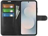Lederhülle Portemonnaie Karten Ledertasche für Samsung Galaxy S25 FE in schwarz von Screenguard