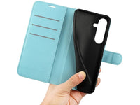 Lederhülle Karten Wallet Ledertasche Etui für Samsung Galaxy S25+ in hellblau von Screenguard
