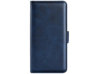 Veganes Flip Case Leder Etui Hülle mit Karten Fächer und Sichtfenster für Samsung Galaxy S25+ in dunkelblau von Screenguard