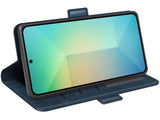 Veganes Flip Case Leder Etui Hülle mit Karten Fächer und Sichtfenster für Samsung Galaxy S25+ in dunkelblau von Screenguard