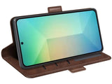 Veganes Flip Case Leder Etui Hülle mit Karten Fächer und Sichtfenster für Samsung Galaxy S25+ in mokka von Screenguard