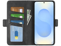 Veganes Flip Case Leder Etui Hülle mit Karten Fächer und Sichtfenster für Samsung Galaxy S25 in schwarz von Screenguard