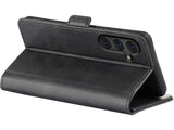 Veganes Flip Case Leder Etui Hülle mit Karten Fächer und Sichtfenster für Samsung Galaxy S25+ in schwarz von Screenguard