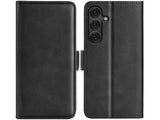 Veganes Flip Case Leder Etui Hülle mit Karten Fächer und Sichtfenster für Samsung Galaxy S25+ in schwarz von Screenguard