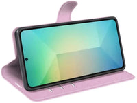 Lederhülle Karten Wallet Ledertasche Etui für Samsung Galaxy S25+ in rosa von Screenguard