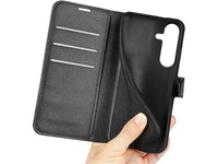 Lederhülle Karten Wallet Ledertasche Etui für Samsung Galaxy S25+ in schwarz von Screenguard