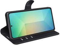 Lederhülle Karten Wallet Ledertasche Etui für Samsung Galaxy S25+ in schwarz von Screenguard
