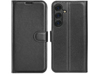 Lederhülle Karten Wallet Ledertasche Etui für Samsung Galaxy S25+ in schwarz von Screenguard