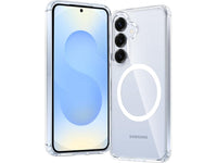 Das Magnetic MagSafe Clear Case von Screenguard schützt Ihr Samsung Galaxy S25 effektiv vor Schäden bei Sturz oder Stoss. Erhöhter Rahmen rund um das Display und Kamera gegen Kratzer und Dellen. Transparenter Schutz mit Magnetring. Zum Wireless Aufladen mit MagSafe kompatiblen Zubehör.