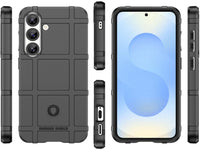 Widerstandsfähige, stabile Outdoor Sport Hülle für das Samsung Galaxy S25 für Handwerker, Baustelle, Business, äusserst stabil mit erhöhten Rändern und Kanten in schwarz von Screenguard