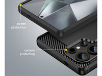 Flexible Handy Schutzhülle mit gebürster Carbon Textur auf der Rückseite für zum Schutz des Samsung Galaxy S25 Ultra  Display und Gehäuse Case in schwarz von Screenguard
