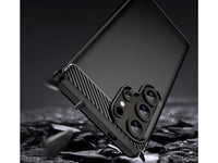 Flexible Handy Schutzhülle mit gebürster Carbon Textur auf der Rückseite für zum Schutz des Samsung Galaxy S25 Ultra  Display und Gehäuse Case in schwarz von Screenguard