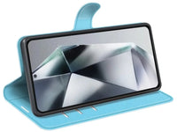 Lederhülle Karten Wallet Ledertasche Etui für Samsung Galaxy S25 Ultra in hellblau von Screenguard