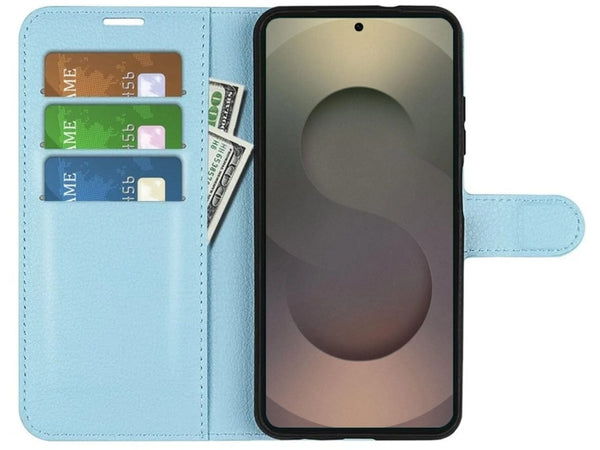 Lederhülle Portemonnaie Karten Ledertasche für Samsung Galaxy S25 Ultra in hellblau von Screenguard