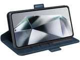 Veganes Flip Case Leder Etui Hülle mit Karten Fächer und Sichtfenster für Samsung Galaxy S25 Ultra in dunkelblau von Screenguard