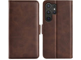 Veganes Flip Case Leder Etui Hülle mit Karten Fächer und Sichtfenster für Samsung Galaxy S25 Ultra in mokka von Screenguard