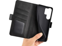 Veganes Flip Case Leder Etui Hülle mit Karten Fächer und Sichtfenster für Samsung Galaxy S25 Ultra in schwarz von Screenguard
