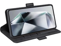 Veganes Flip Case Leder Etui Hülle mit Karten Fächer und Sichtfenster für Samsung Galaxy S25 Ultra in schwarz von Screenguard