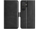Veganes Flip Case Leder Etui Hülle mit Karten Fächer und Sichtfenster für Samsung Galaxy S25 Ultra in schwarz von Screenguard