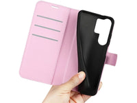 Lederhülle Karten Wallet Ledertasche Etui für Samsung Galaxy S25 Ultra in rosa von Screenguard