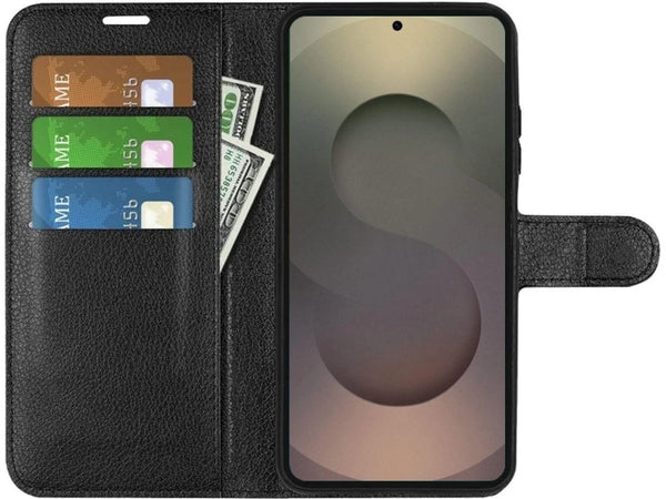 Lederhülle Portemonnaie Karten Ledertasche für Samsung Galaxy S25 Ultra in schwarz von Screenguard