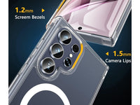 Das Magnetic MagSafe Clear Case von Screenguard schützt Ihr Samsung Galaxy S25 Ultra effektiv vor Schäden bei Sturz oder Stoss. Erhöhter Rahmen rund um das Display und Kamera gegen Kratzer und Dellen. Transparenter Schutz mit Magnetring. Zum Wireless Aufladen mit MagSafe kompatiblen Zubehör.