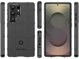 Widerstandsfähige, stabile Outdoor Sport Hülle für das Samsung Galaxy S25 Ultra für Handwerker, Baustelle, Business, äusserst stabil mit erhöhten Rändern und Kanten in schwarz von Screenguard