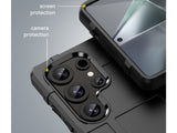Widerstandsfähige, stabile Outdoor Sport Hülle für das Samsung Galaxy S25 Ultra für Handwerker, Baustelle, Business, äusserst stabil mit erhöhten Rändern und Kanten in schwarz von Screenguard