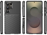 Moderne Design Hülle Cover für das Samsung Galaxy S25 Ultra mit Stripes zum Schutz von Kratzern, Dellen, Display aus TPU Gummi in schwarz von Screenguard