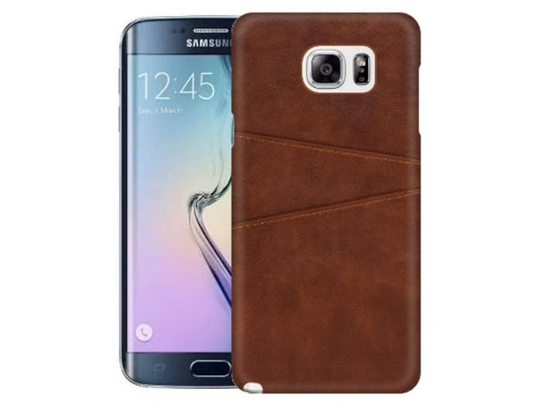 CardCaddy Leder Backcase mit Kartenfächern für Samsung Galaxy S6 Edge in braun von Screenguard