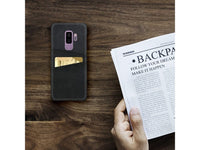 CardCaddy Leder Backcase mit Kartenfächern für Samsung Galaxy S9 in schwarz von Screenguard