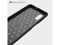 Flexible Handy Schutzhülle mit gebürster Carbon Textur auf der Rückseite für zum Schutz des Samsung Galaxy XCover Pro  Display und Gehäuse Case in schwarz von Screenguard