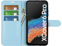 Lederhülle Karten Wallet Ledertasche Etui für Samsung Galaxy XCover6 Pro in hellblau von Screenguard