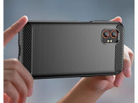 Flexible Handy Schutzhülle mit gebürster Carbon Textur auf der Rückseite für zum Schutz des Samsung Galaxy XCover7 Pro  Display und Gehäuse Case in schwarz von Screenguard