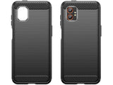 Flexible Handy Schutzhülle mit gebürster Carbon Textur auf der Rückseite für zum Schutz des Samsung Galaxy XCover7 Pro  Display und Gehäuse Case in schwarz von Screenguard