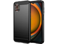 Flexible Handy Schutzhülle mit gebürster Carbon Textur auf der Rückseite für zum Schutz des Samsung Galaxy XCover7 Pro  Display und Gehäuse Case in schwarz von Screenguard