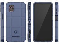 Widerstandsfähige, stabile Outdoor Sport Hülle für das Samsung Galaxy XCover7 Pro für Handwerker, Baustelle, Business, äusserst stabil mit erhöhten Rändern und Kanten in navyblau von Screenguard
