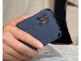 Widerstandsfähige, stabile Outdoor Sport Hülle für das Samsung Galaxy XCover7 Pro für Handwerker, Baustelle, Business, äusserst stabil mit erhöhten Rändern und Kanten in navyblau von Screenguard