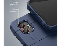 Widerstandsfähige, stabile Outdoor Sport Hülle für das Samsung Galaxy XCover7 Pro für Handwerker, Baustelle, Business, äusserst stabil mit erhöhten Rändern und Kanten in navyblau von Screenguard