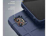Widerstandsfähige, stabile Outdoor Sport Hülle für das Samsung Galaxy XCover7 Pro für Handwerker, Baustelle, Business, äusserst stabil mit erhöhten Rändern und Kanten in navyblau von Screenguard