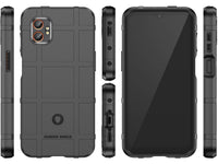 Widerstandsfähige, stabile Outdoor Sport Hülle für das Samsung Galaxy XCover7 Pro für Handwerker, Baustelle, Business, äusserst stabil mit erhöhten Rändern und Kanten in schwarz von Screenguard