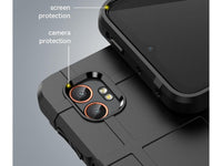 Widerstandsfähige, stabile Outdoor Sport Hülle für das Samsung Galaxy XCover7 Pro für Handwerker, Baustelle, Business, äusserst stabil mit erhöhten Rändern und Kanten in schwarz von Screenguard