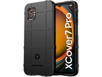 Widerstandsfähige, stabile Outdoor Sport Hülle für das Samsung Galaxy XCover7 Pro für Handwerker, Baustelle, Business, äusserst stabil mit erhöhten Rändern und Kanten in schwarz von Screenguard