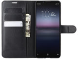 Lederhülle Karten Wallet Ledertasche Etui für Sony Xperia 1 II in schwarz von Screenguard