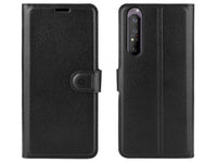 Lederhülle Karten Wallet Ledertasche Etui für Sony Xperia 1 II in schwarz von Screenguard